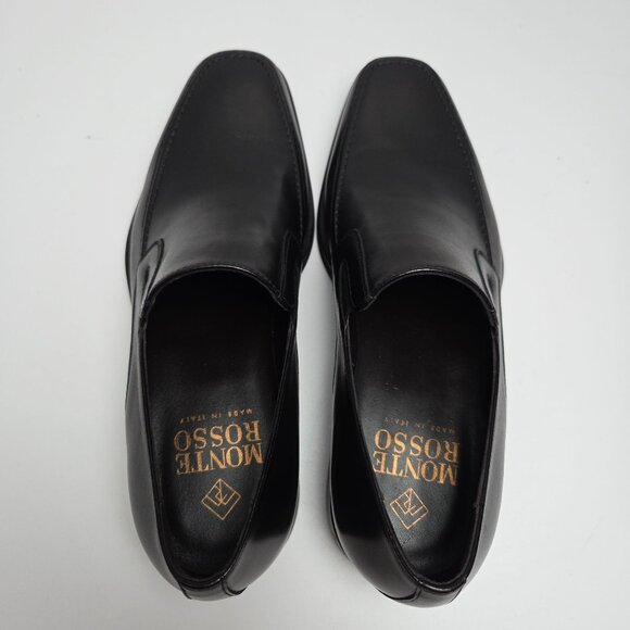 NEW Monte Rosso Lucca Black Leather Slip-On Loafers Mens Size 8M Made in Italy - Picture 6 of 10